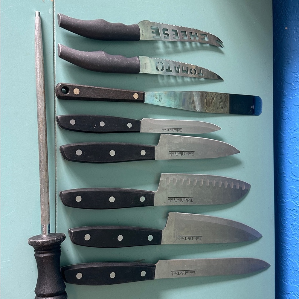 6 Tools of the Trade Knife Set, 2 Specialized Kinves and Sharpener